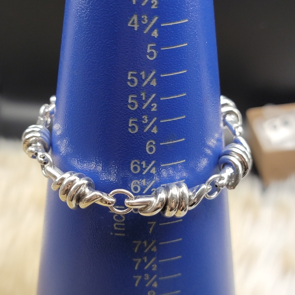NWOT 925 Sterling Silver Twisted Link Polished Electroform Bracelet Size 6.75 - Picture 3 of 7
